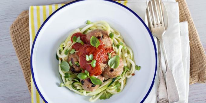 Turkey meatballs with squash noodles