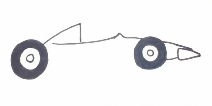 How to draw a racing car: add a second wheel