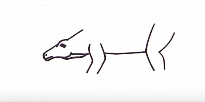 How to draw a Stegosaurus: add the abdomen and hind leg