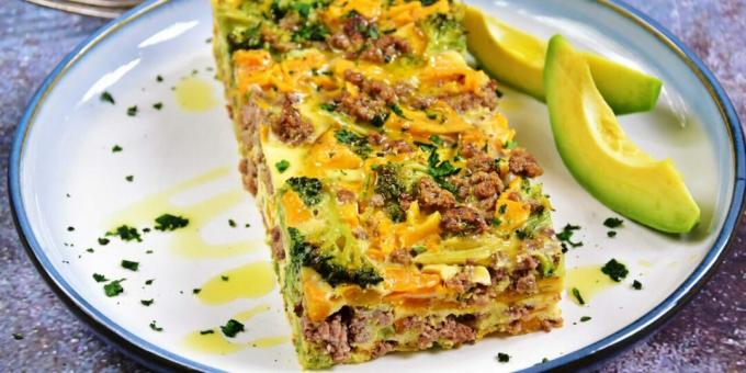 Beef, pumpkin and broccoli casserole