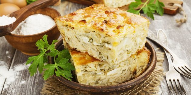 Jellied cake of cabbage - tasty and inexpensive