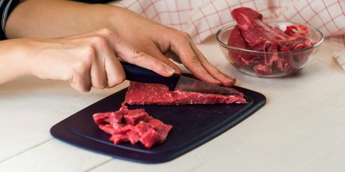 Meat cut into thin slices