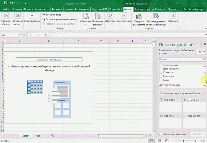 How to create a pivot table