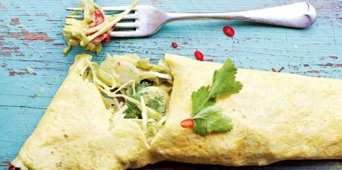 Dishes of cabbage: Omelet with cabbage filling