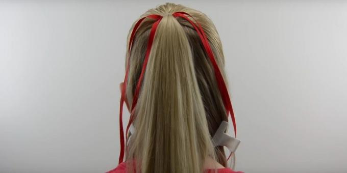 New hairstyles for girls: divide your hair and tie ribbons