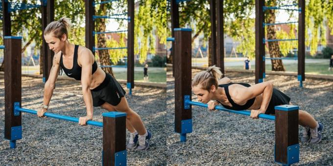 Training on the street: Push-ups from the support