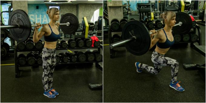 Lunges with a barbell