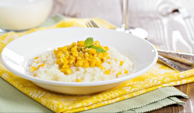 Risotto with corn and vermouth