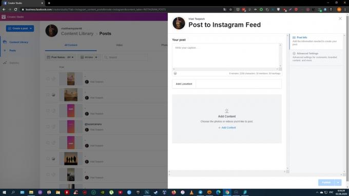 How to post a video to Instagram from your computer: choose the Instagram Feed