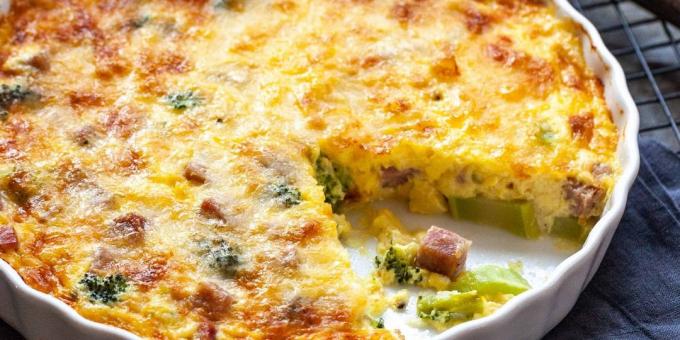 Recipe casserole with broccoli, ham and cheese