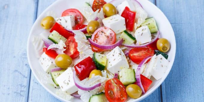 Greek salad with Chinese cabbage