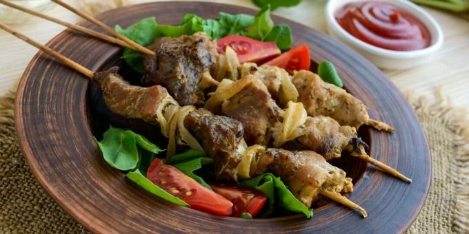 Pork shish kebab in the oven