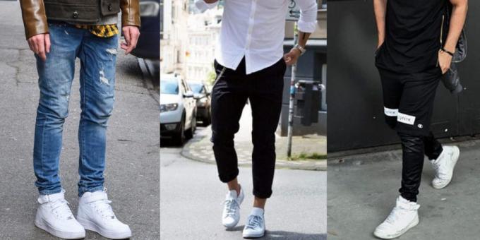 Fashionable men's shoes: white sneakers