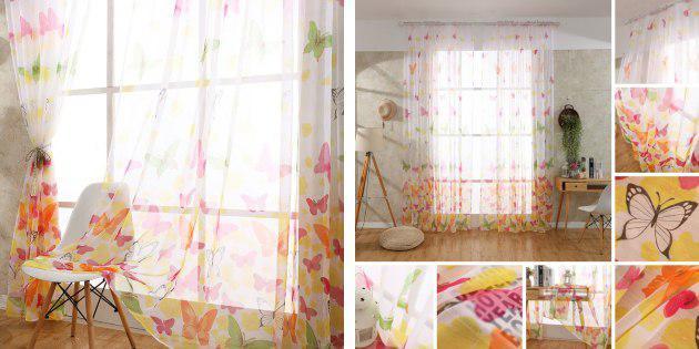 Curtains with butterflies