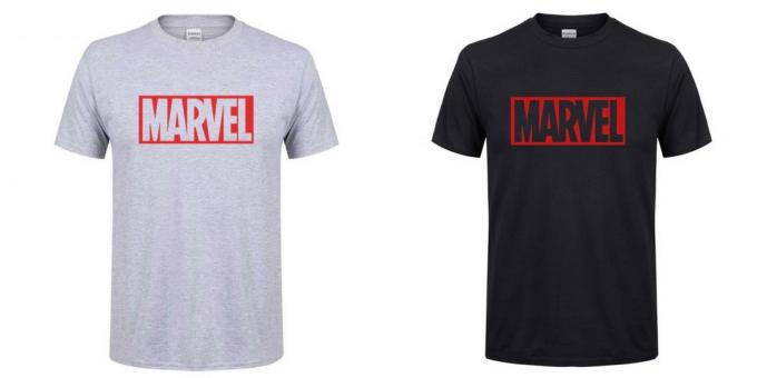 T-shirts with the logo of Marvel