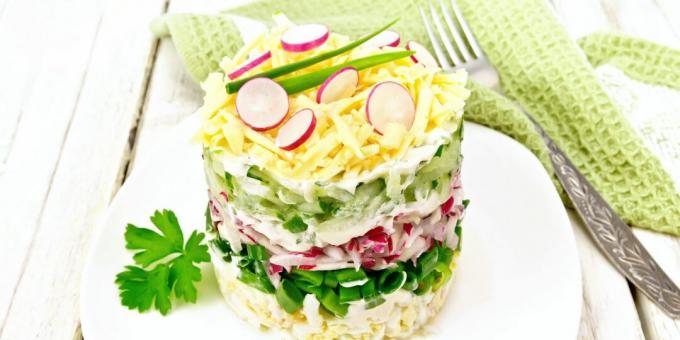 Salad with radish, cheese and eggs