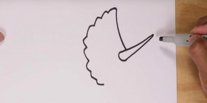 How to draw a Triceratops: add a horn