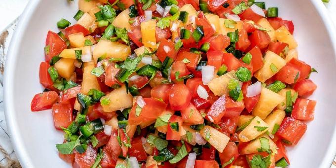 Salsa with melon and tomatoes