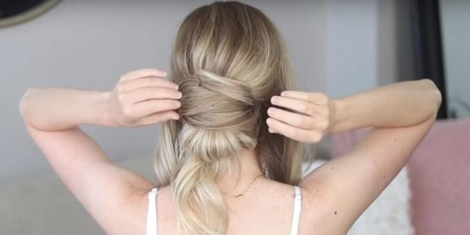 Hairstyles for long hair: wrap the hair around the beam