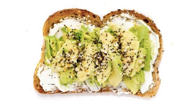 Toast with avocado and cream cheese