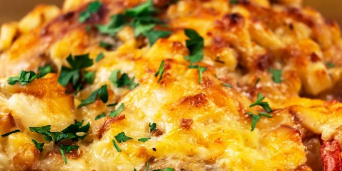 Beef in the oven with cheese and cream sauce