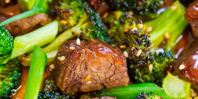 How to cook beef in the oven: beef with broccoli in soy sauce with honey and ginger