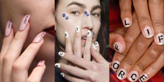 Fashion Nails 2018: Manicure with letters