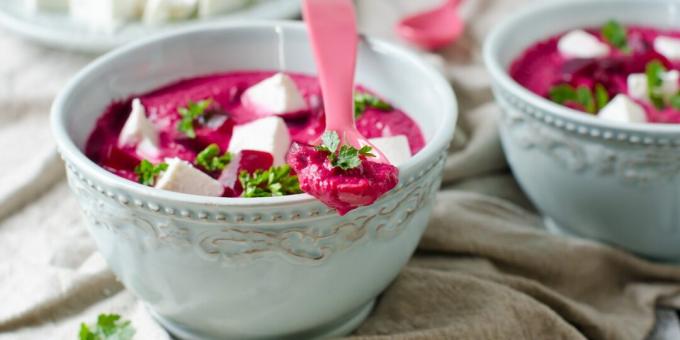 Beetroot cream soup with feta