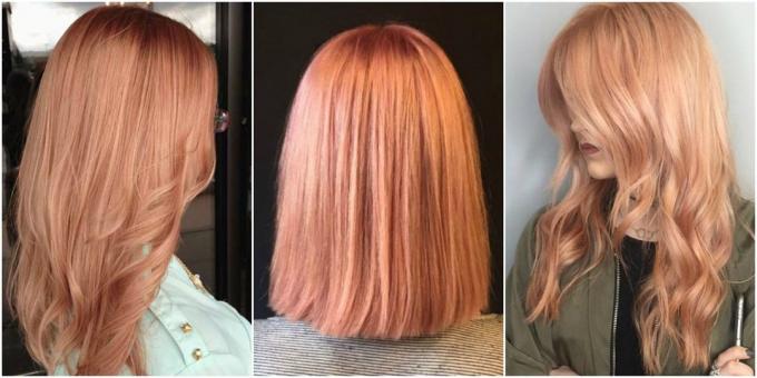 Fashionable hair color: pink and honey blonde