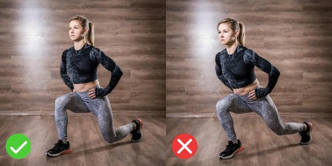 Lunging technique: do not lift the heel of the supporting leg off the floor
