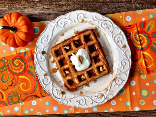 autumn recipes: Pumpkin waffles with chocolate