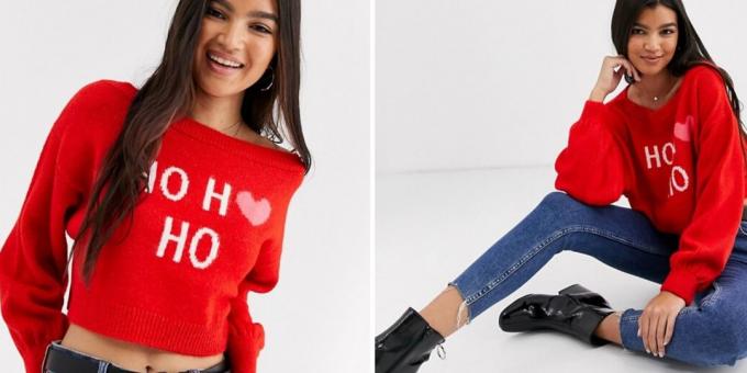 Christmas sweater with the phrase Santa