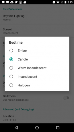 f.lux Android bedtime