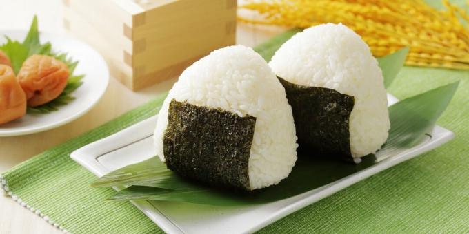 Onigiri with salmon and cream cheese