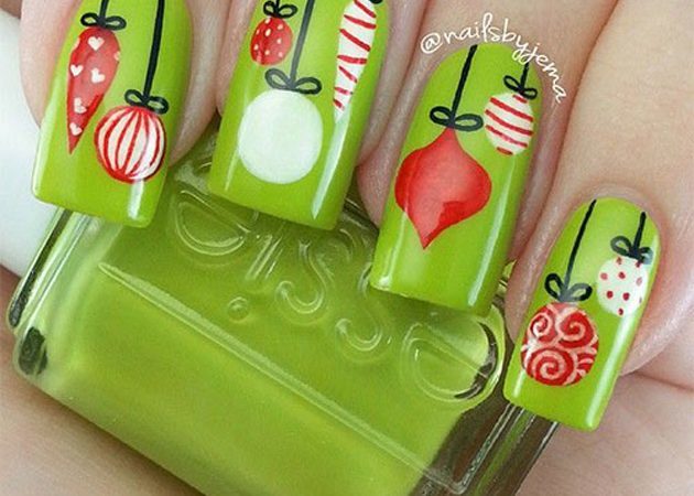 Make a New Year's manicure: Christmas and New Year paraphernalia characters