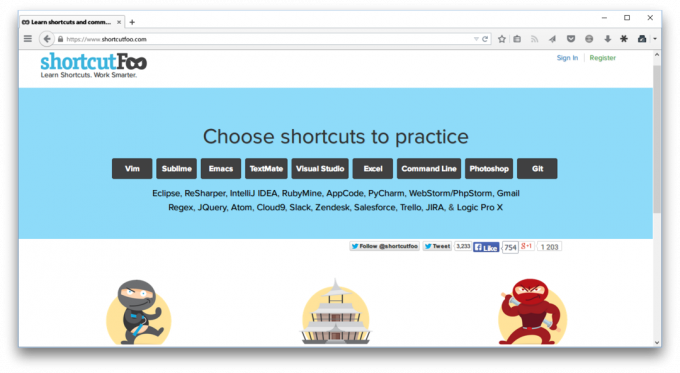 Overview of small Web applications: ShortcutFoo