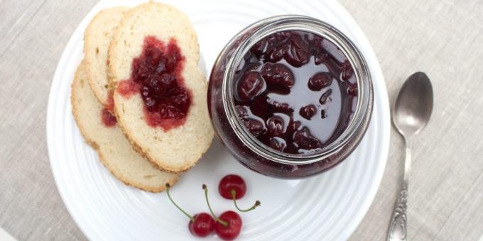 Jam made from cherries, pitted