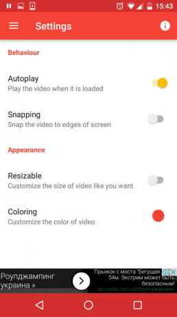 Flytube for Android: Settings