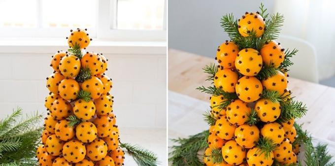 How to decorate a table for New Year's Eve: tangerine tree