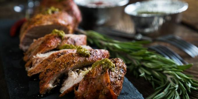 Tender baked pork with a crispy crust