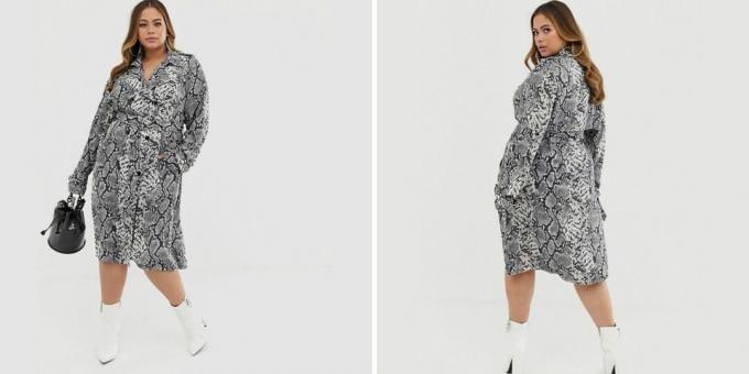 PrettyLittleThing Plus snake print trench coat