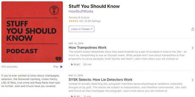 Interesting podcast: Stuff You Should Know