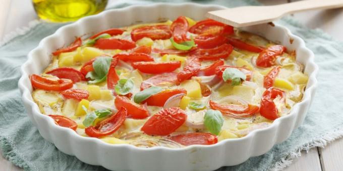 Frittata with potatoes, tomatoes and onions