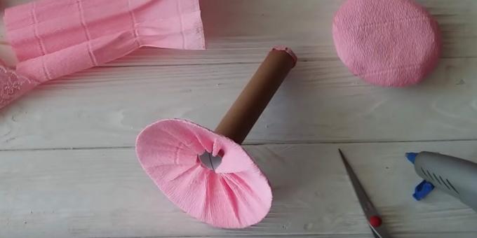 How to make a bouquet of sweets: glue the bottom and top of the blank with paper