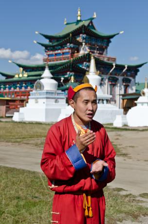 Lama conducts a tour
