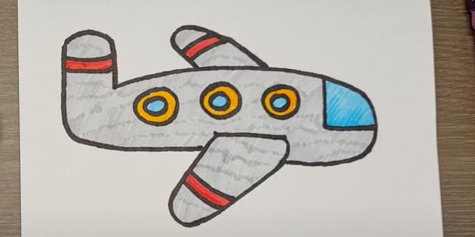 How to draw an airplane: drawing an airplane with felt-tip pens