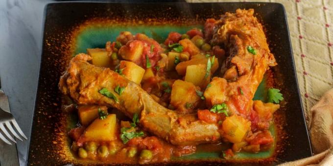 Chicken necks stewed with potatoes