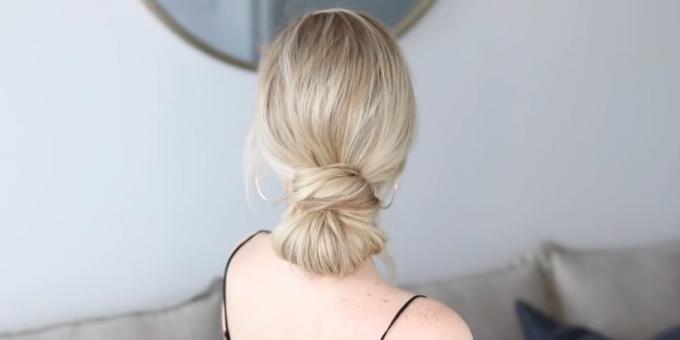 Hairstyles for long hair: very simple low beam