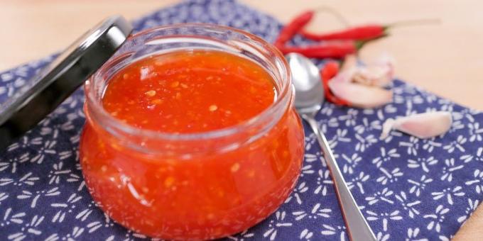 Sweet and sour sauce with hot pepper, garlic and ginger