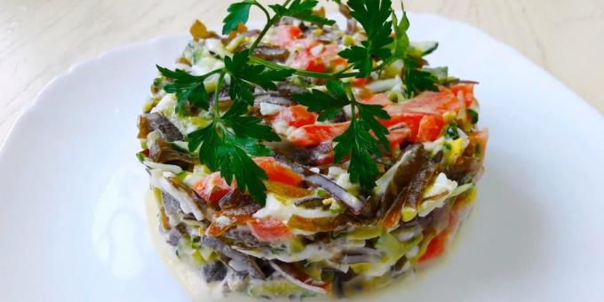 Recipes: Marine cabbage salad with salmon, eggs and cucumbers